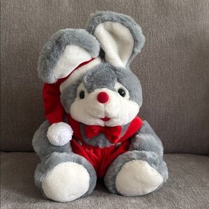 Vintage Plush Singing Christmas Mouse